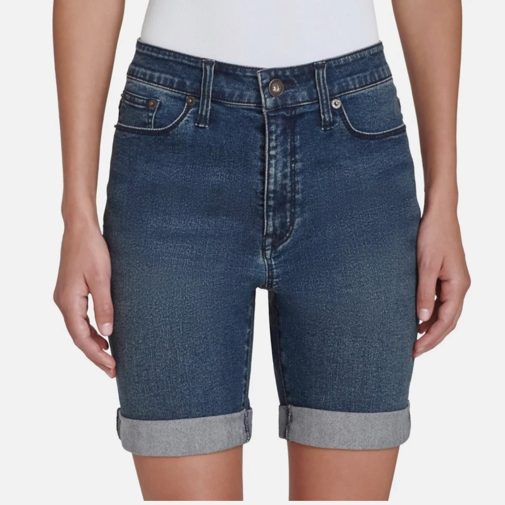 DKNY Jeans Ladies' Denim Bermuda Shorts Cuffed Size 8 Womens